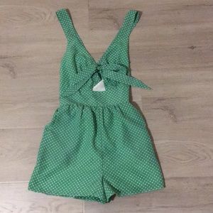 Green Polka Dot Romper